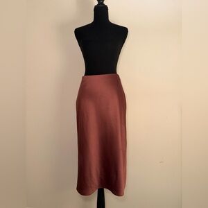 Theory Rich Mauve/Brown Slip Midi Skirt